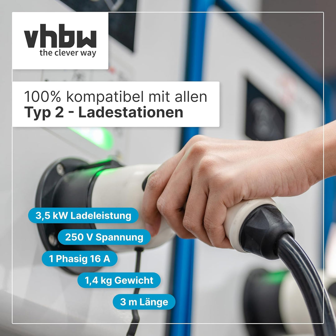 vhbw Typ 2 Ladekabel 3,5 kW 16 A 1-phasig 3 m