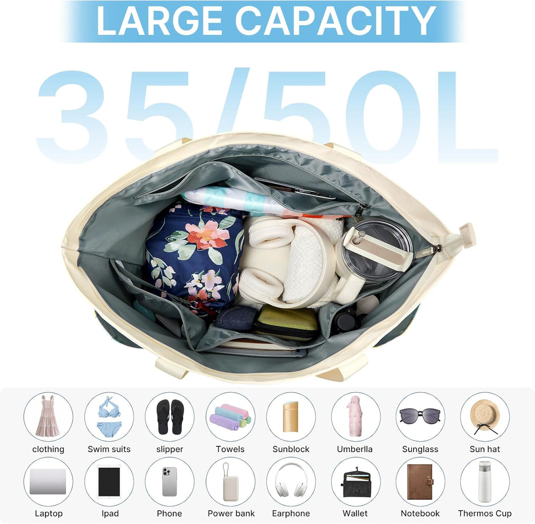 G4Free 35/50L Strandtasche Handtasche Damen Tote Tasche Shopper Grosse Umhängetasche für College Sch