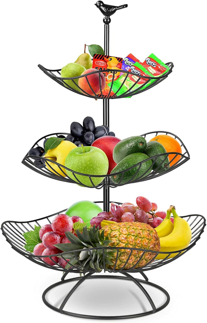 3 Stöckig Metall Obstkorb, Servierkorb Obstschale, Gemüse Etagere, Snack Bonbon Platte Obstteller fo