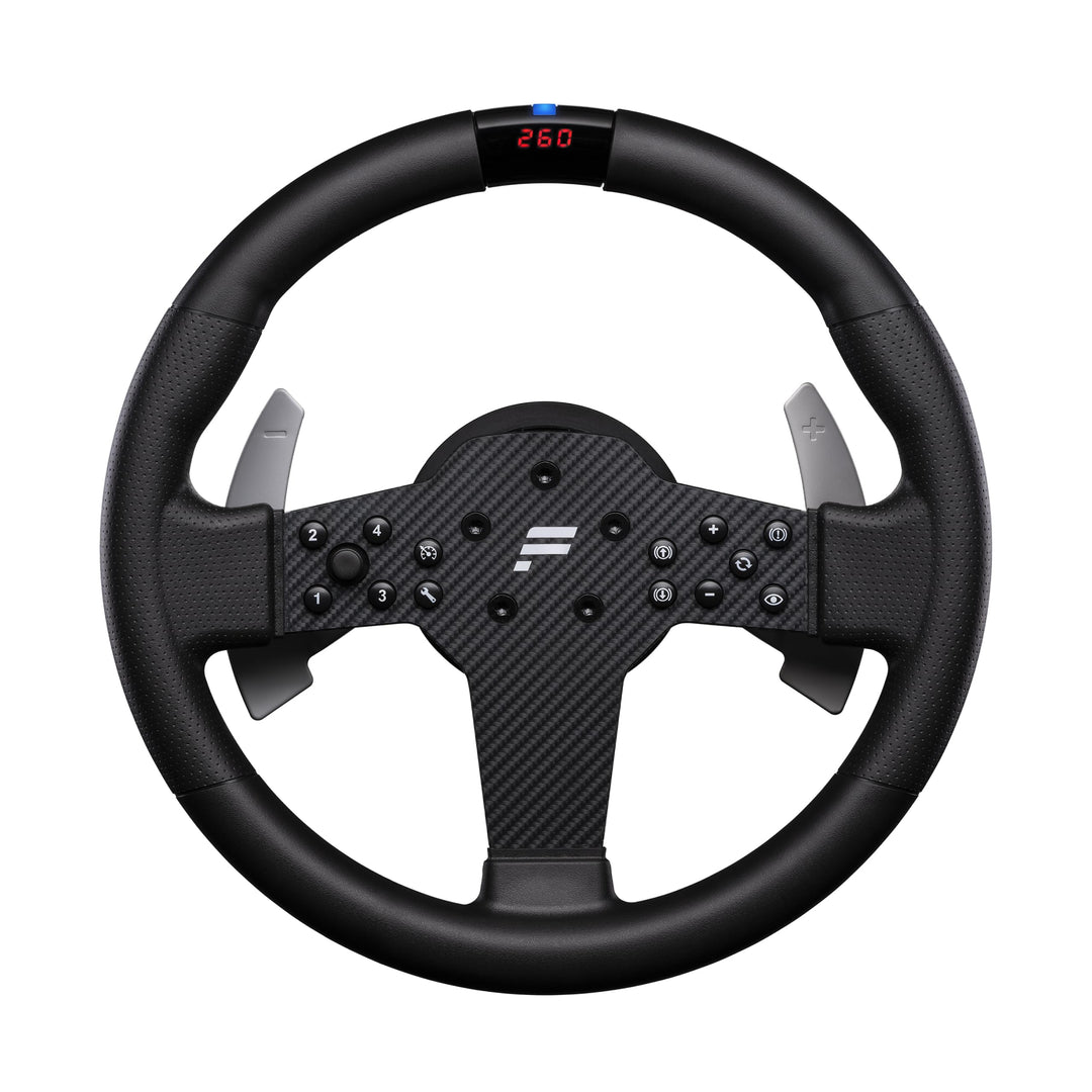 FANATEC Sim Racing CSL-Lenkrad P1 V2 (QR2 LITE) – Gummierte Umrandung, RevStripe, LED-Display, Metal