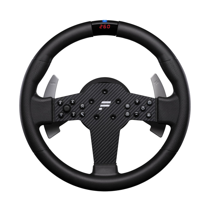 FANATEC Sim Racing CSL-Lenkrad P1 V2 (QR2 LITE) – Gummierte Umrandung, RevStripe, LED-Display, Metal