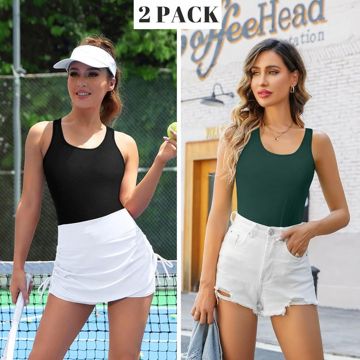 Charmo Unterhemd Damen BH-Hemd Basic Racerback Tank Tops mit Regal-BH Baumwoll Stretch eng Top Slim
