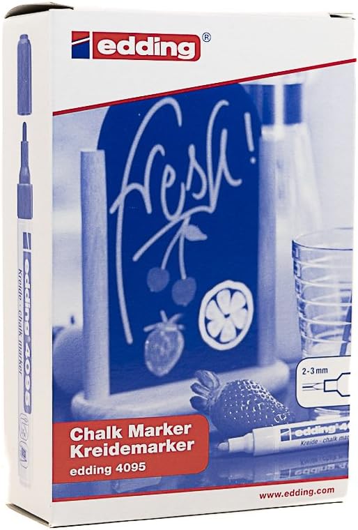 edding 4095 Kreidemarker - schwarz - 10 Kreidestifte - Rundspitze 2-3 mm - Kreidestift für Tafel abw