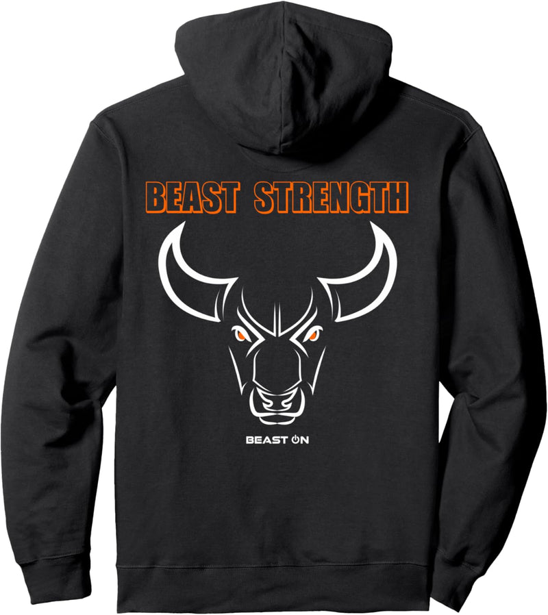 Beast Strength Bull Head Print auf der Rückseite Gym Fitness Pullover Hoodie