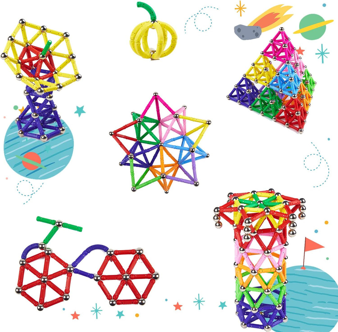 morkka 136 Stücke Puzzle Magnetische Bausteine Spielzeug Magnet BAU Bauen Kit Montessori Bildung Spi
