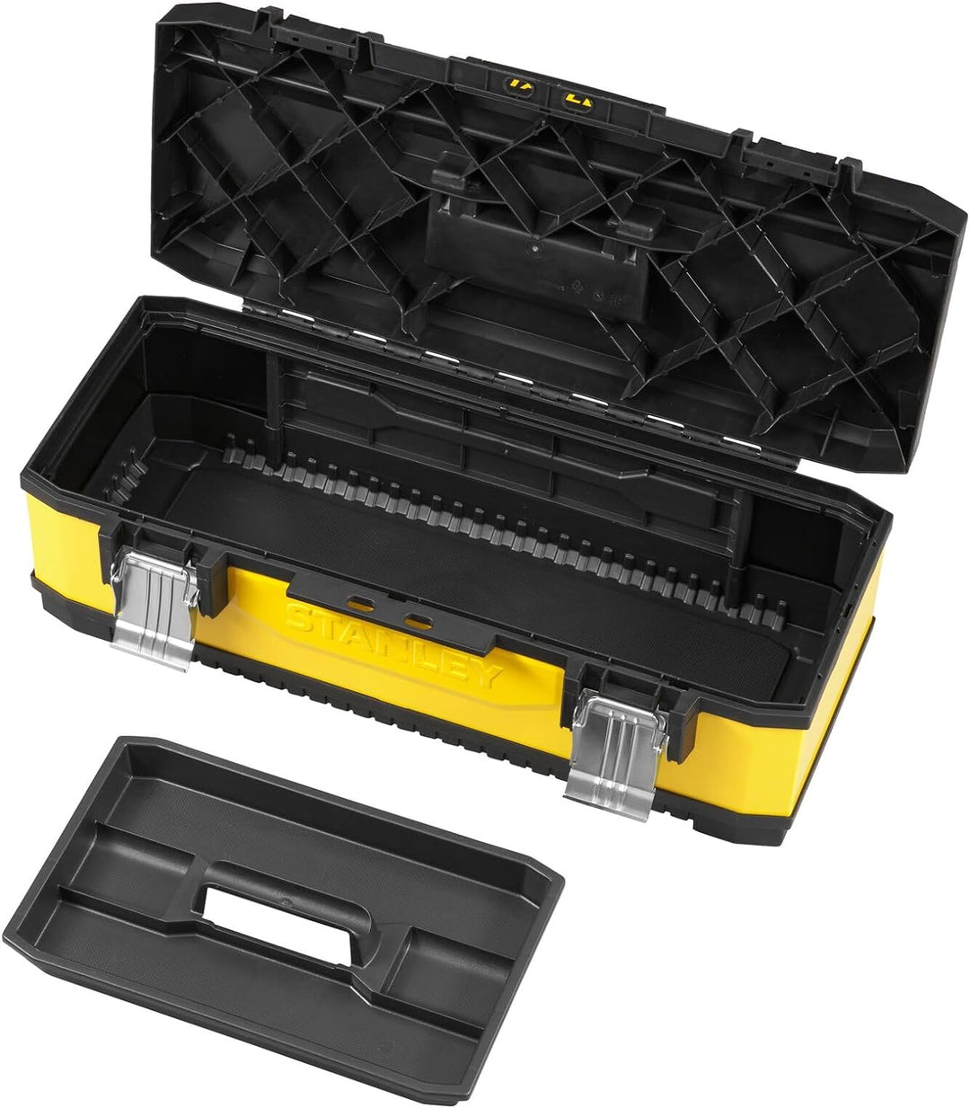 Stanley Werkzeugbox Metall-Kunststoff (66,2x29,3x22,2, Trage, Aussparung, Bi-Material Griff rostfrei
