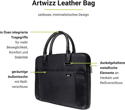Artwizz Leather Bag - Ledertasche für [MacBook Air Pro 13 14 15 16 Zoll] - Notebook Tasche mit Zubeh