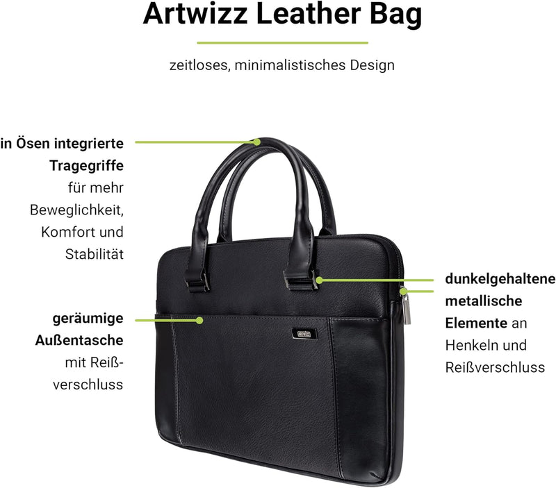 Artwizz Leather Bag - Ledertasche für [MacBook Air Pro 13 14 15 16 Zoll] - Notebook Tasche mit Zubeh