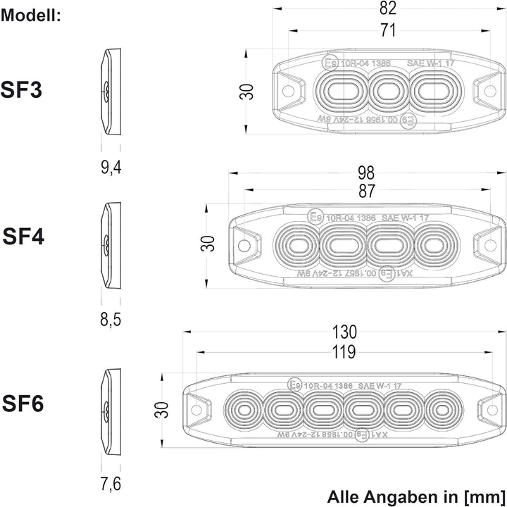 LED-MARTIN 2er Sparset R65 Blitzmodul SF6 - super flach - 12V 24V - mit ECE-R65 Zulassung - Als Fron