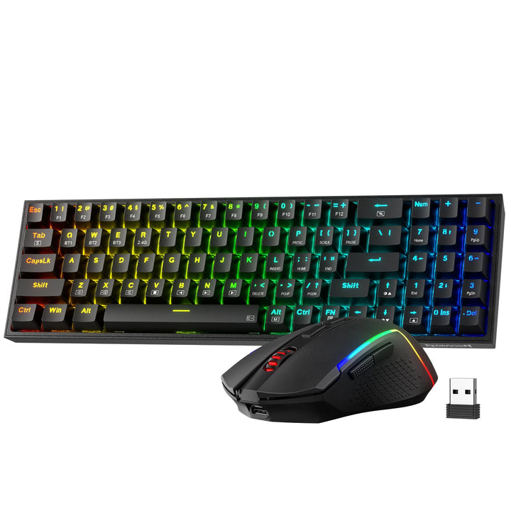 Redragon BS136 Gaming-Tastatur- und -Maus-Kombination, 75% K628 Tri-Mode-kabellose mechanische RGB-T