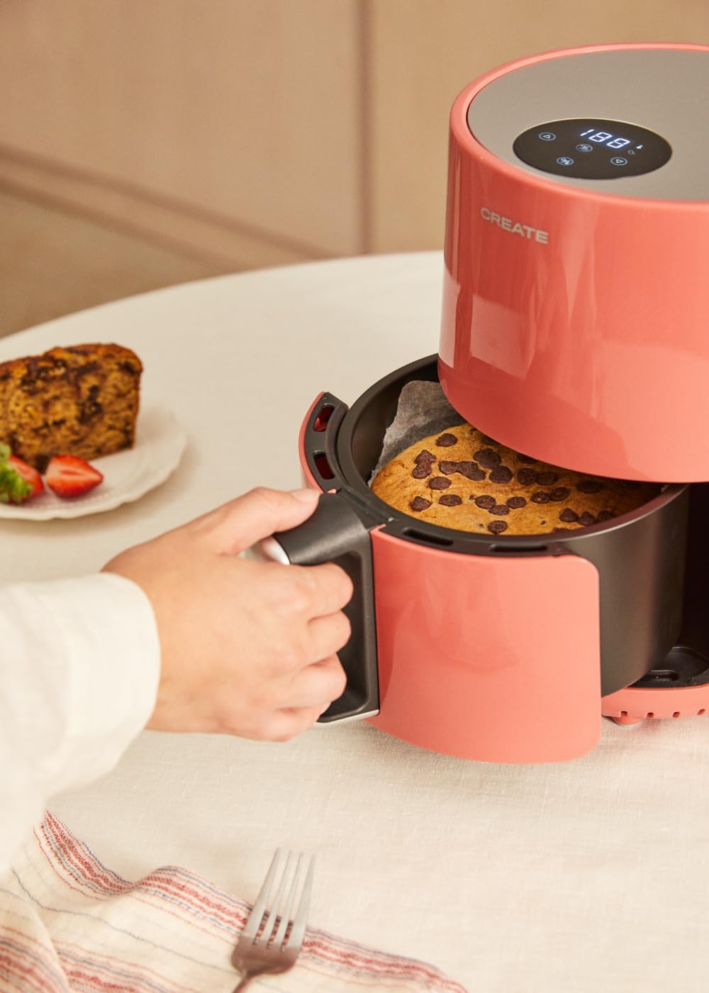 CREATE/FRYER AIR/Heissluftfritteuse 1.5L Terrakotta/Antihaft-Korb, automatische Abschaltung, BPA-fre