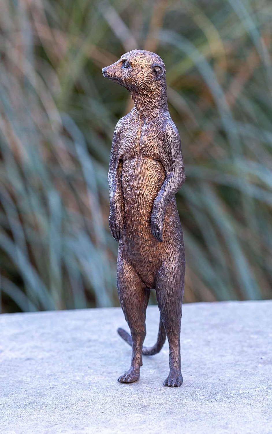 IDYL Bronze-Skulptur Erdmännchen |29x9x14 cm |Tier-Figur handgefertigt | Gartenskulptur - Wohnbereic