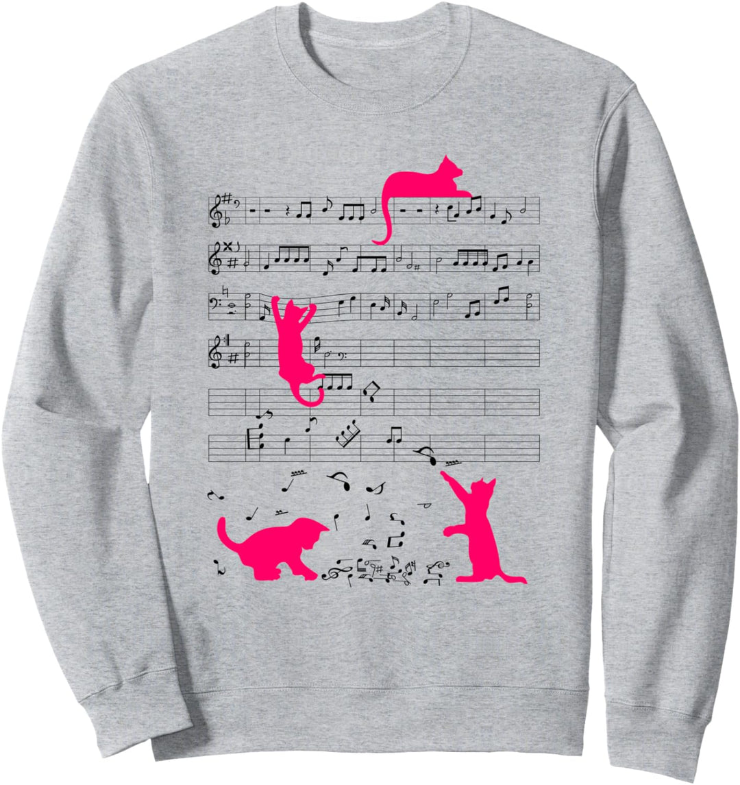 Niedliche Katze Musiknote Musiker Pink Sweatshirt