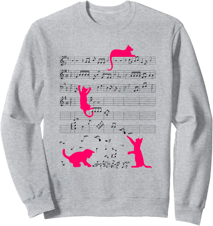 Niedliche Katze Musiknote Musiker Pink Sweatshirt