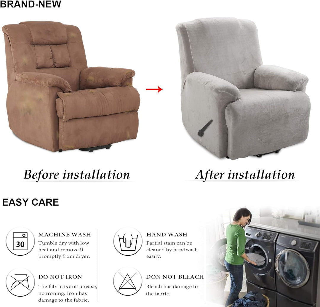 TIANSHU Samt Ruhesessel bezüge, Stretch Sesselschoner Elastisch Plush Couchbezug stilvolle Luxus-Möb