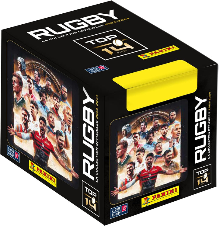 Panini RUGBY TOP 14 2023-2024 Box mit 50 Hüllen mit je 5 Aufklebern + 1 Karte