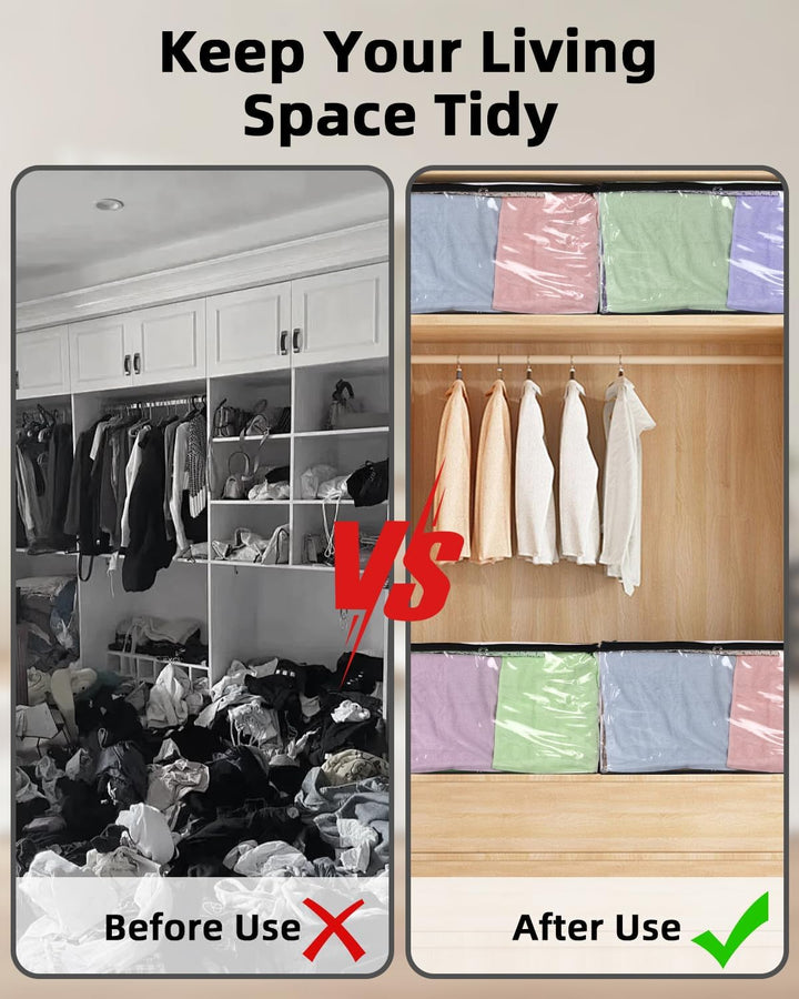 Cexovo Aufbewahrungstasche 4 Stück Grosse Aufbewahrungstasche mit Deckel 60L Kleiderschrank Organize