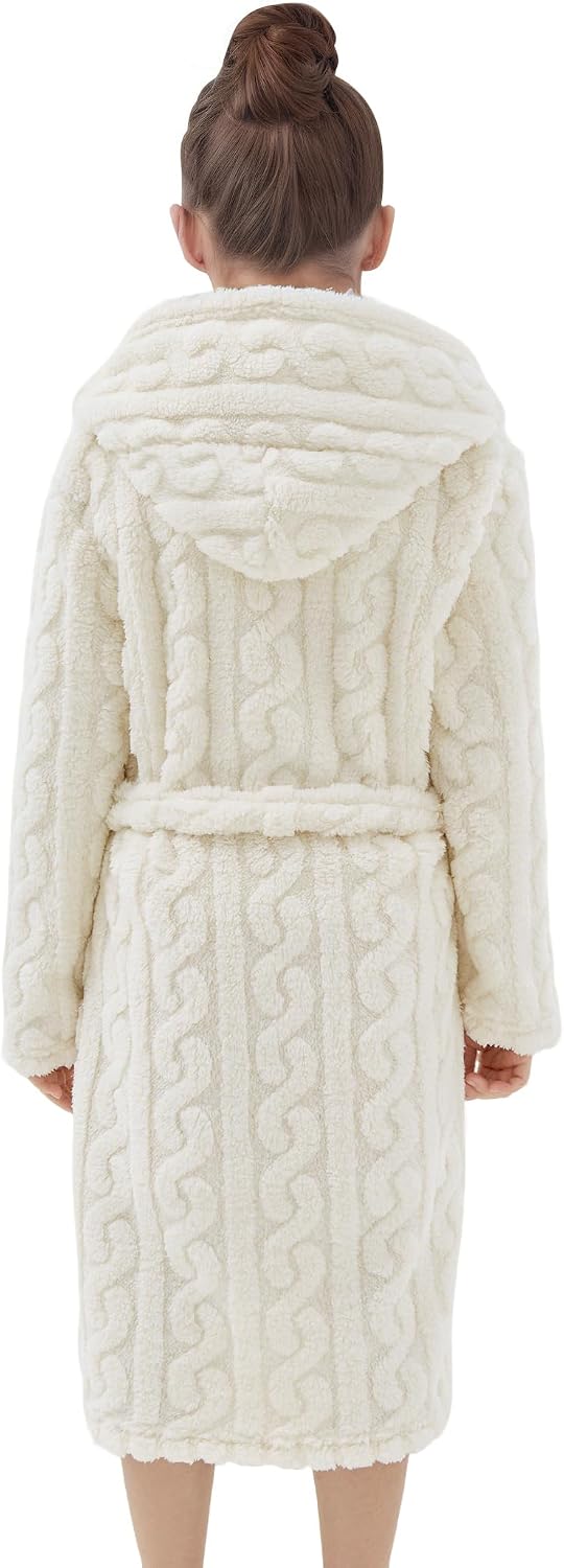 JiAmy Mädchen Bademantel Kapuzen Fleece Warmes Weiches Kinder Badekleid Fuzzy Frottee-Robe 4-14 Jahr