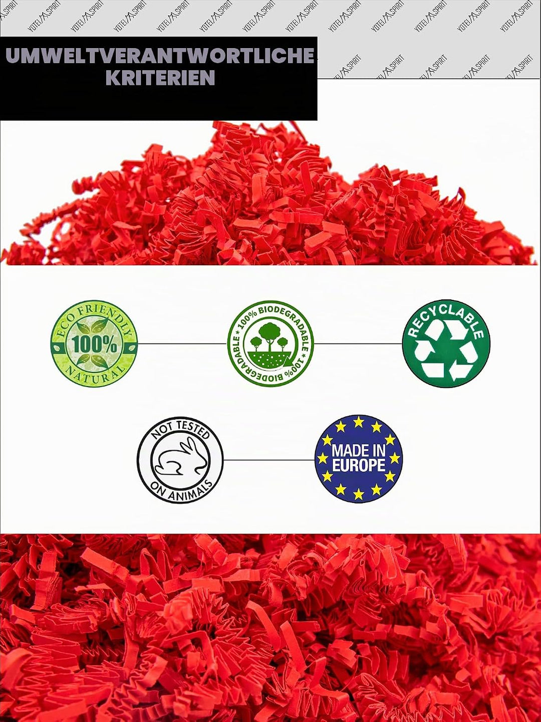 YOTEI SPIRIT® 500g Geschreddertes Rotes Papier für Geschenkbox – Füllmaterial für Pakete, Körbe, Box