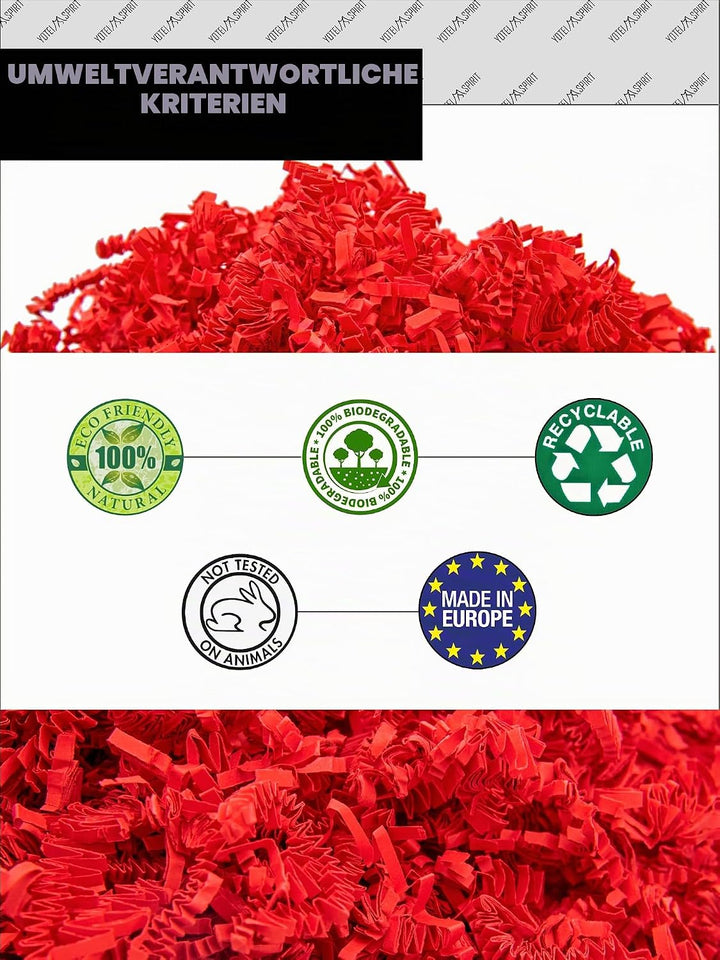 YOTEI SPIRIT® 500g Geschreddertes Rotes Papier für Geschenkbox – Füllmaterial für Pakete, Körbe, Box