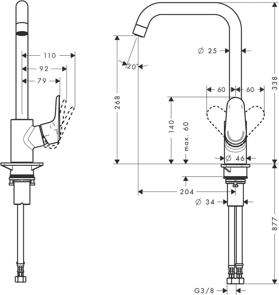 Hansgrohe Ecos L Mischbatterie für die Küche, chromfarben, Silber, Large