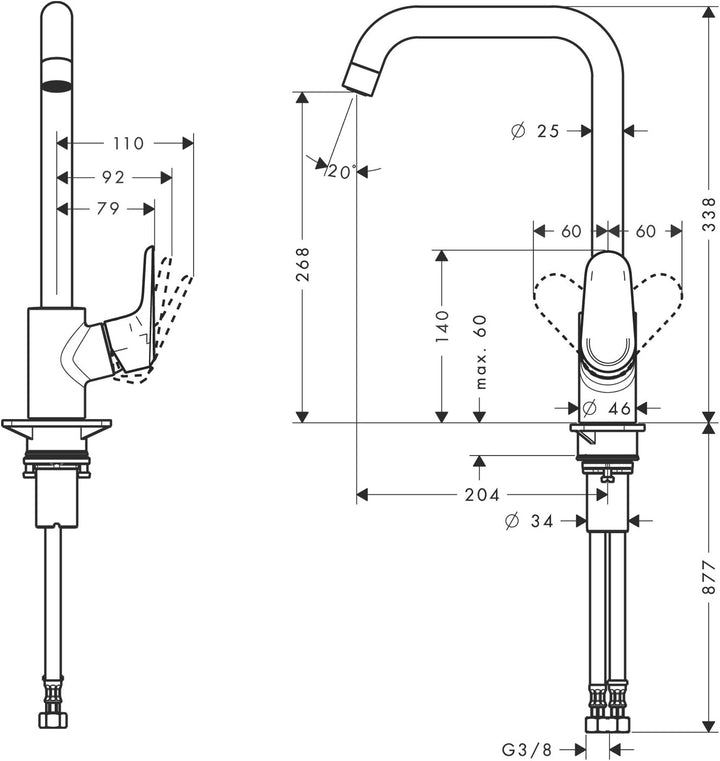 Hansgrohe Ecos L Mischbatterie für die Küche, chromfarben, Silber, Large