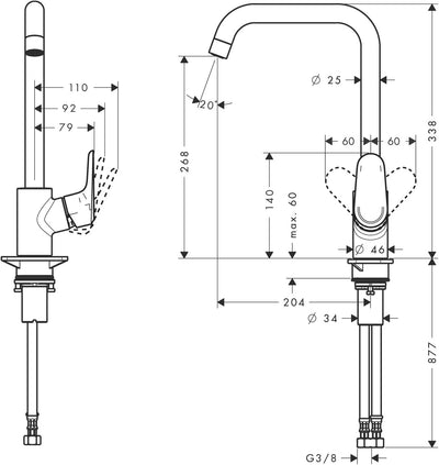 Hansgrohe Ecos L Mischbatterie für die Küche, chromfarben, Silber, Large