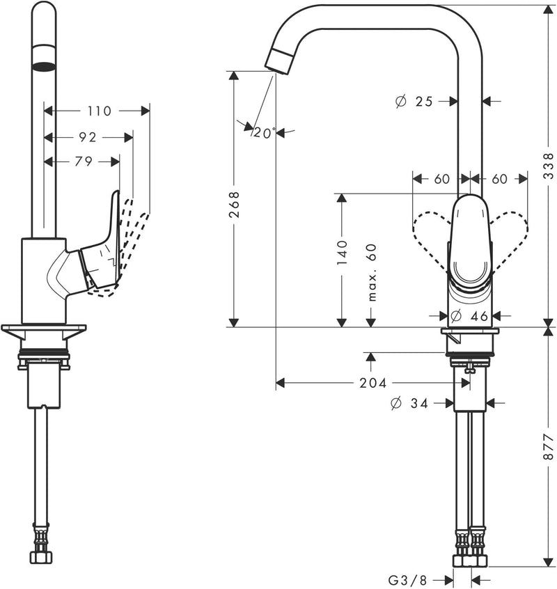 Hansgrohe Ecos L Mischbatterie für die Küche, chromfarben, Silber, Large