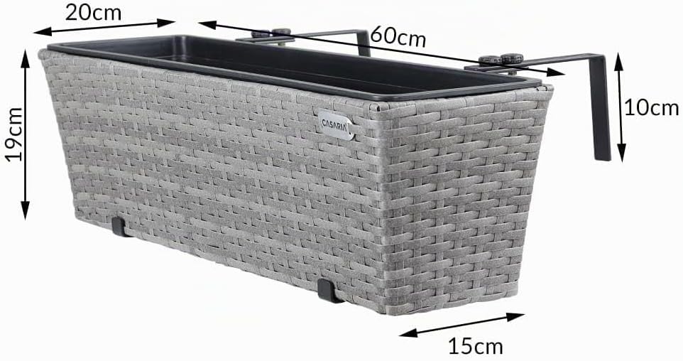 Casaria® Blumenkasten 2er Set 11 Liter Montagehalterung Indoor Outdoor Geländerkasten Balkonkasten P