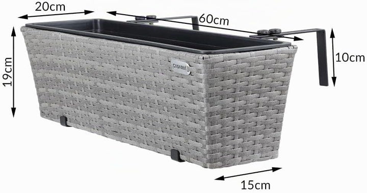 Casaria® Blumenkasten 2er Set 11 Liter Montagehalterung Indoor Outdoor Geländerkasten Balkonkasten P