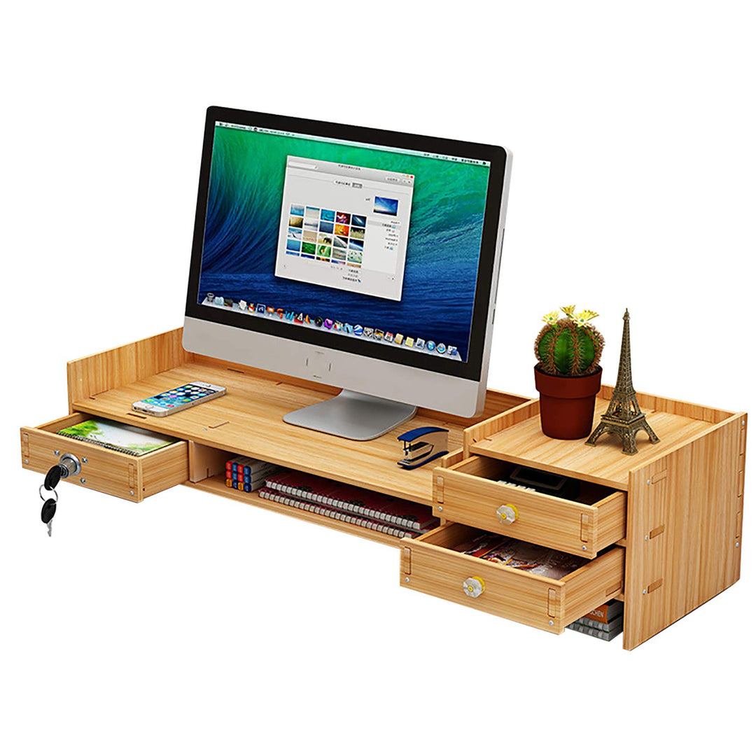 Monitorständer Holz Monitor Bildschirm Ständer mit Schublade Laptopständer Bildschirmerhöher Holz De