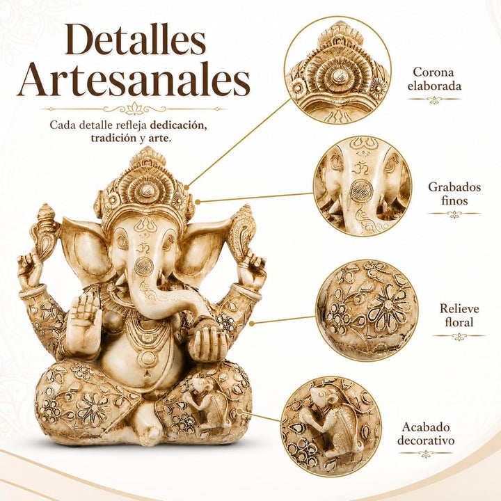 DOITOOL Hindu-Gott Ganesha Idol Statue Indischer Elefant Buddha Ganesha Skulptur 26,5 x 30,5 cm Sege