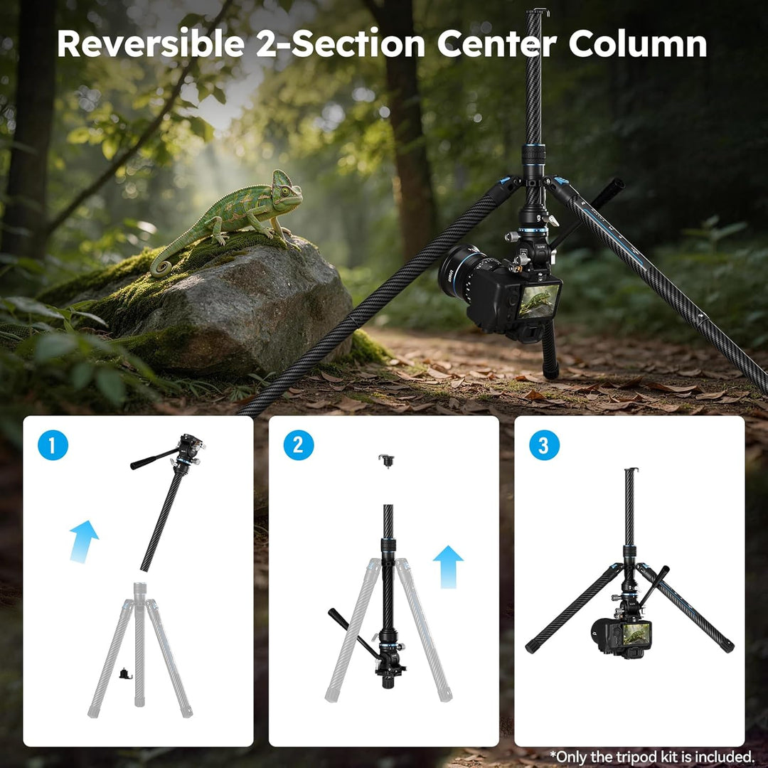 SIRUI Traveler Air-L Carbonfaser-Stativ mit Fluidkopf, 360° Schwenk & ±90° Neigung, 5 kg Traglast, S