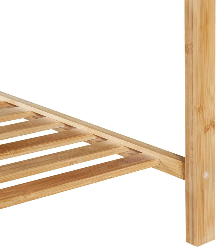 [en.casa] Bambus Garderobenständer Öckerö 150 x 60 x 40 cm mit Kleiderstange Kleiderständer mit 2 Ab