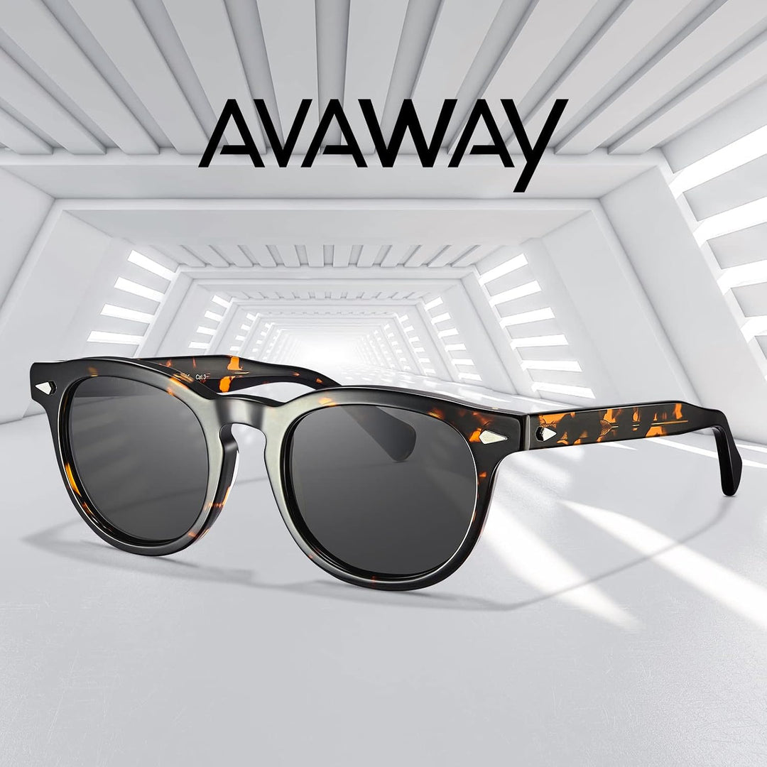 AVAWAY Retro Polarisierte Sonnenbrille für Herren Damen TAC Linse UV400 Schutz Sonnenbrille mit Acet