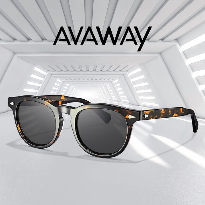 AVAWAY Retro Polarisierte Sonnenbrille für Herren Damen TAC Linse UV400 Schutz Sonnenbrille mit Acet