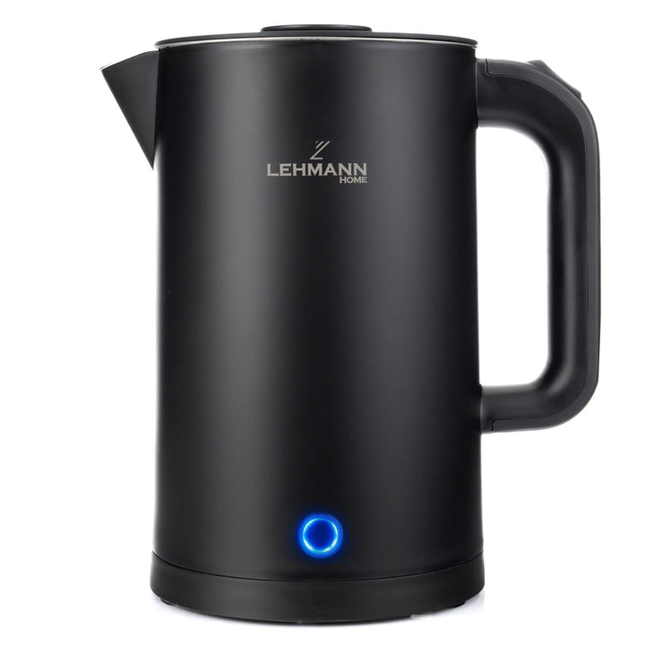 LEHMANN Elektrischer Wasserkocher Edelstahl 1,7L, 2200W, Schnelles Aufheizen, Doppelwand Design, Abs