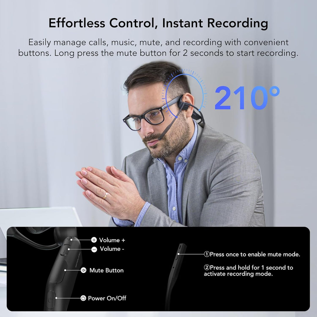 NEARITY MemPod Pro 2S, Open-Ear-Bluetooth-Kopfhörer mit Mikrofon, ChatGPT-Transkription & Zusammenfa