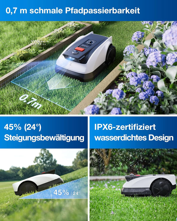 ECOVACS Goat O500 Panorama Mähroboter ohne Begrenzungskabel, 500 m², Auto-Kartierung Rasenmähroboter