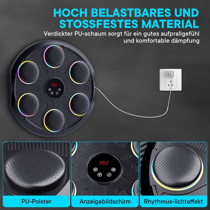 Unichefry Music Boxing Machine, Boxmaschine mit Musik & LED-Beleuchtung, 12 Geschwindigkeitsmodi und