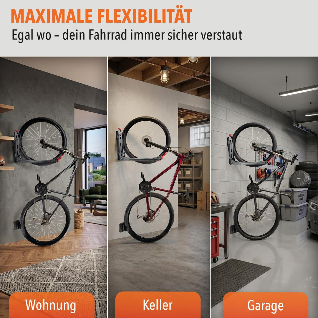 Fahrrad Wandhalterung Vertikal bis 35 kg – Platzsparende Fahrradhalterung Wand für Wohnung, Garage &amp;