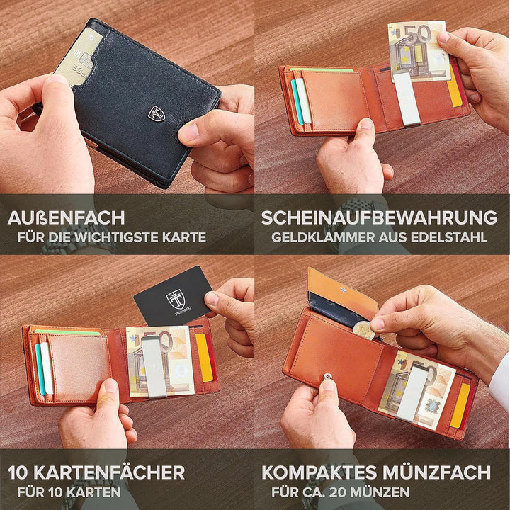 TRAVANDO Geldbörse mit Geldklammer Geldbeutel Männer Helsinki Slim Portemonnaie Wallet Portmonaise H
