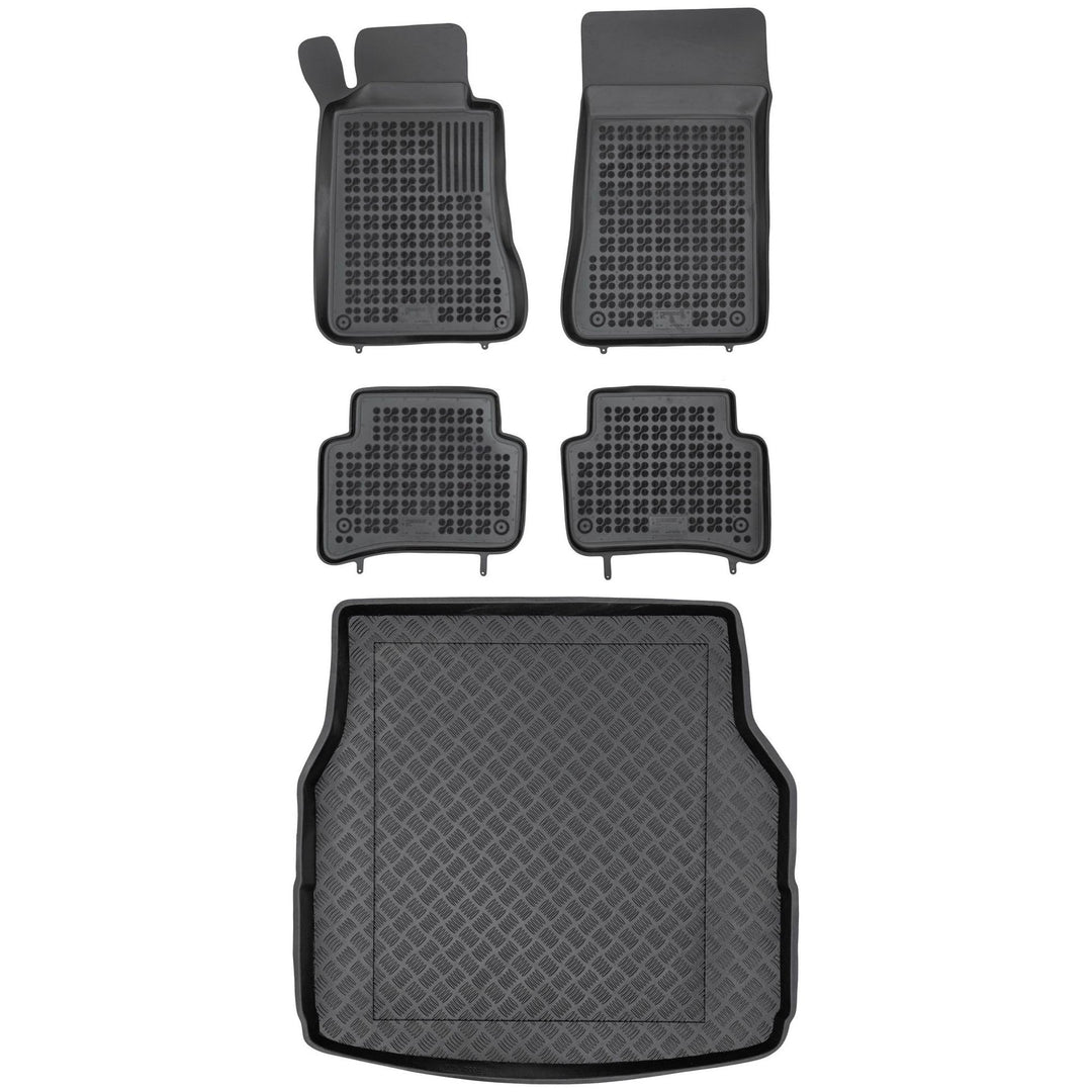 MOTOS Satz Gummifussmatten und PE Kofferraumwanne für Mercedes-Benz C-Klasse S203 2001-2007 Verbesse