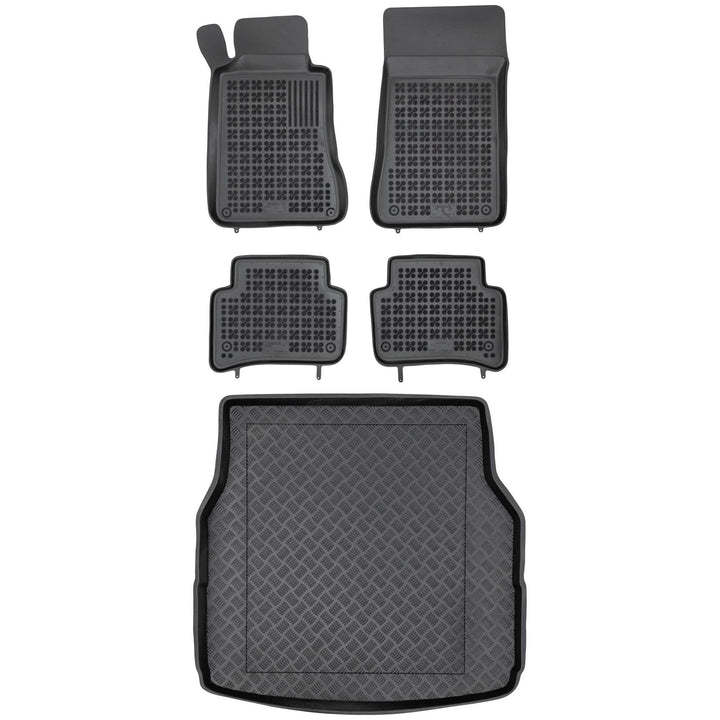 MOTOS Satz Gummifussmatten und PE Kofferraumwanne für Mercedes-Benz C-Klasse S203 2001-2007 Verbesse