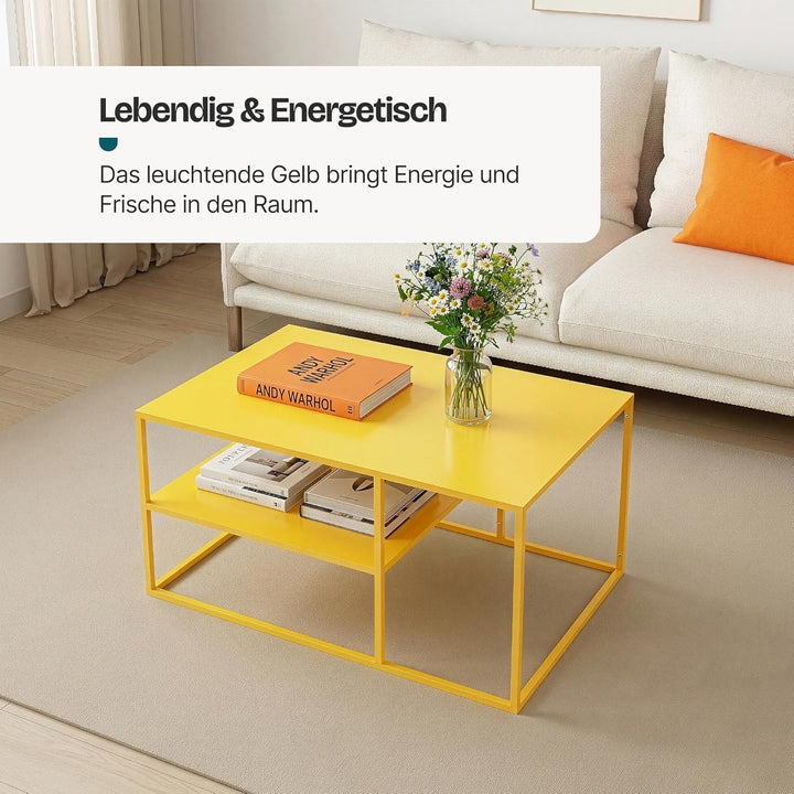 [en.casa] Couchtisch Solund Beistelltisch Metall Wohnzimmertisch mit Stauraum Sofatisch rechteckig K