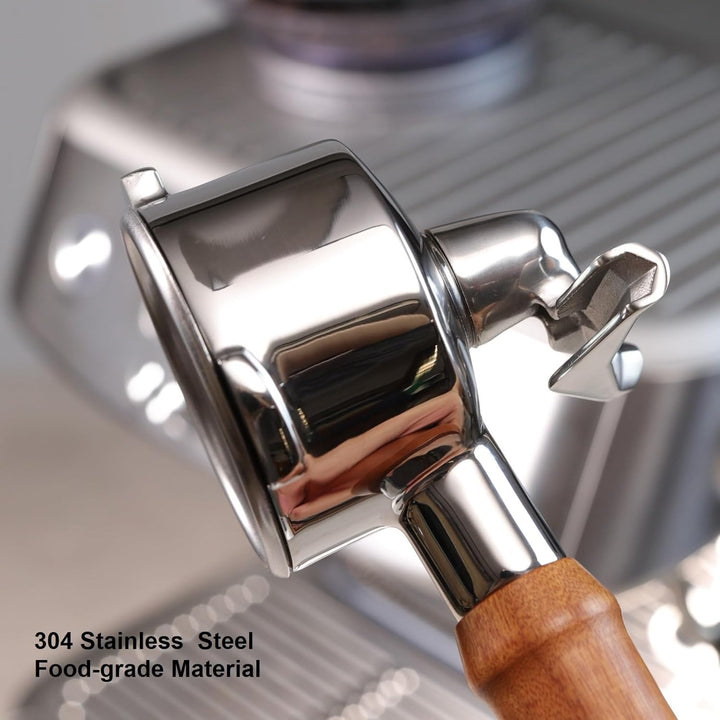 CAPFEI Siebträger 54mm Doppel Auslauf für Sage/Breville Barista BES 870/878/880 Filterkorb mit Walnu