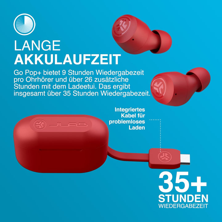 JLab Go Air Pop+ In Ear Kopfhörer kabellos Bluetooth, True Wireless Kopfhörer, 35+ Std. Headphones,