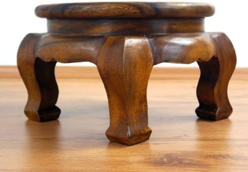 livasia Runder Opiumtisch, Beistelltisch aus Massivholz, Couchtisch, Nachttisch Braun 40cm, Braun 40