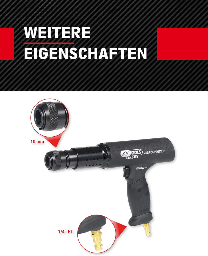 KS Tools Druckluft-Meisselhammer 515.3881 I Druckluftmeissel-Hammer mit stufenloser Schlagzahlreguli