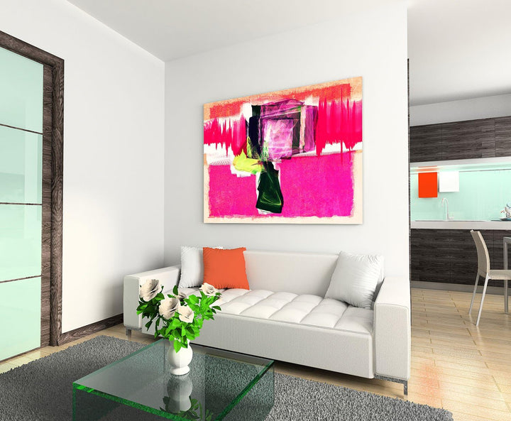 Paul Sinus Art 60x80cm Abstrakt035_Leinwandbild expressionistisch Abstrakte Kunst pink Kunstdruck au